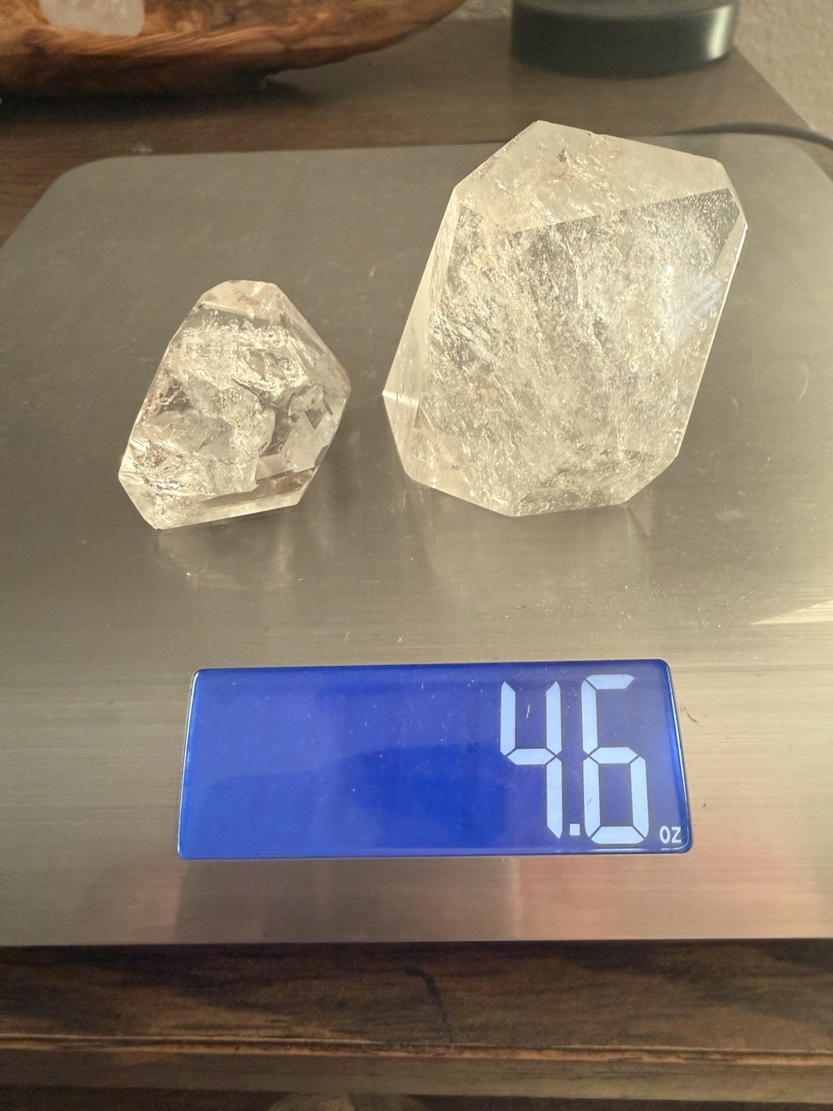 Lot Of 2 Faceted Polished HQ Clear Quartz Crystal Freeforms W/ Rainbows