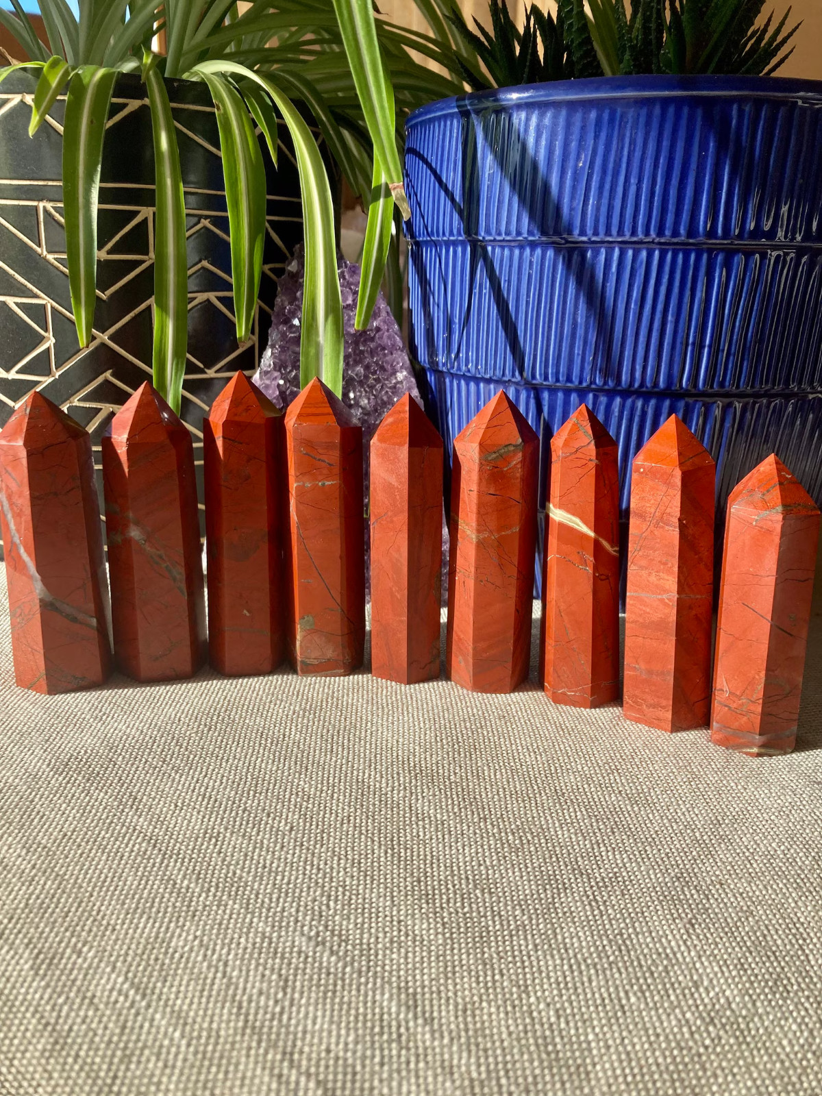 3.15″-3.54″ Natural Red Jasper Crystal Tower Healing Crystal Obelisk Energy Gift