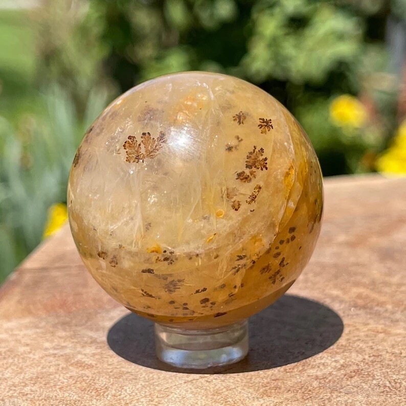 Dendritic Golden Healer Sphere with Asterism – No. 9