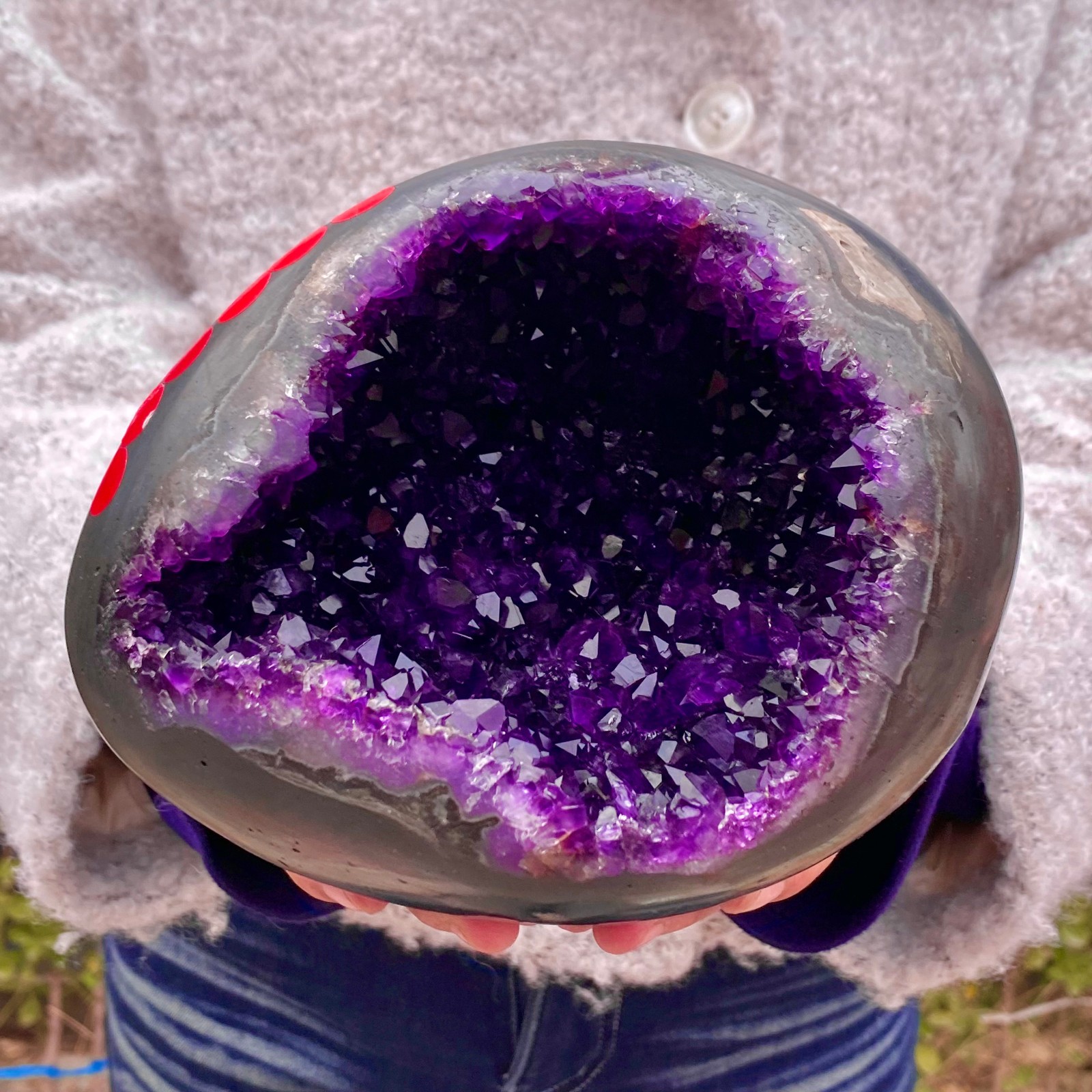 8.15LB Natural amethyst Dinosaur egg Quartz Crystal specimen healing