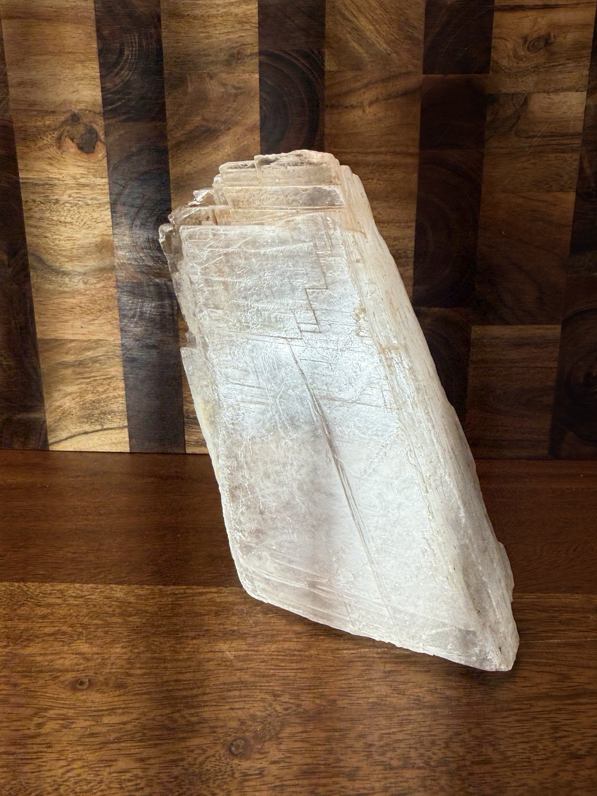 Large Clear/White Selenite Gypsum Crystal Slab Specimen 2 lb 13.5 oz 7 in