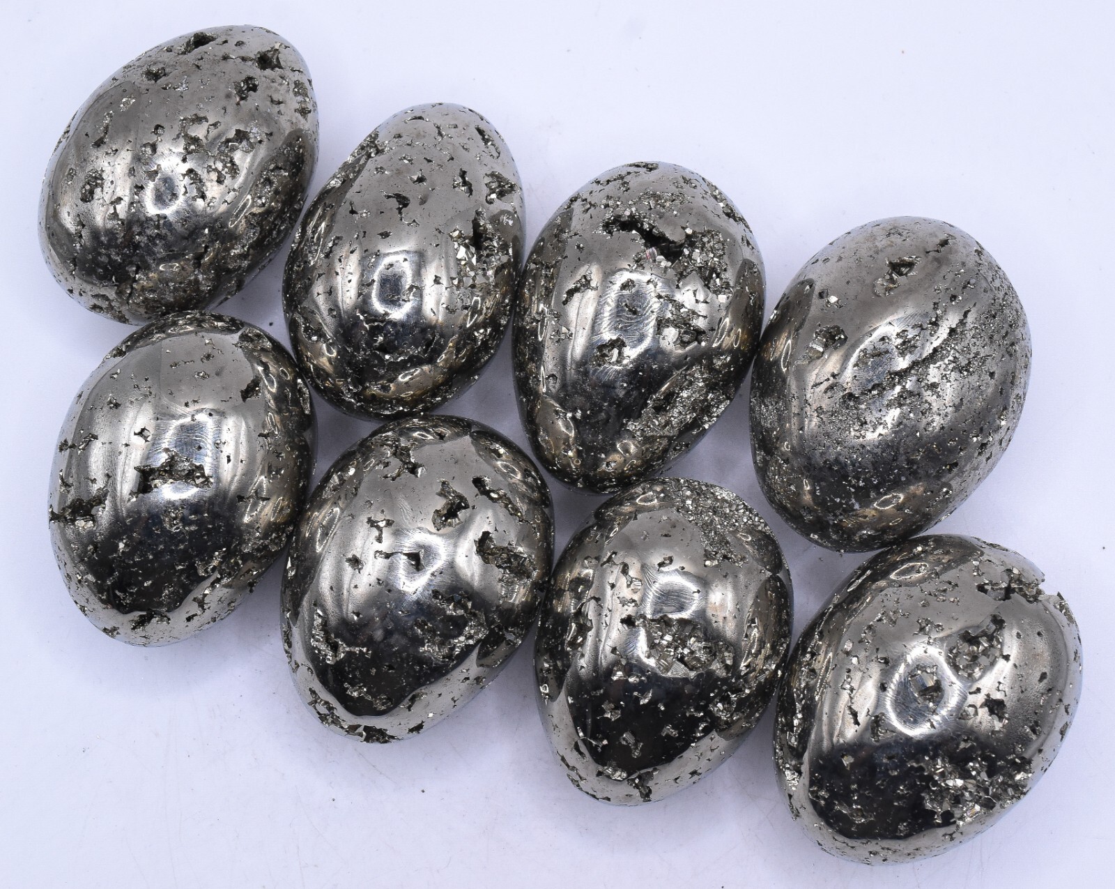 2.2″ Golden Iron Pyrite Geode Egg Polished Natural Crystal Mineral – Peru (1PC)