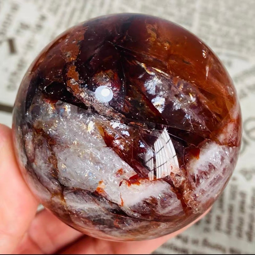 352g Natural Red Gum Flower Ball Crystal Sphere Specimen Energy Healing Reiki