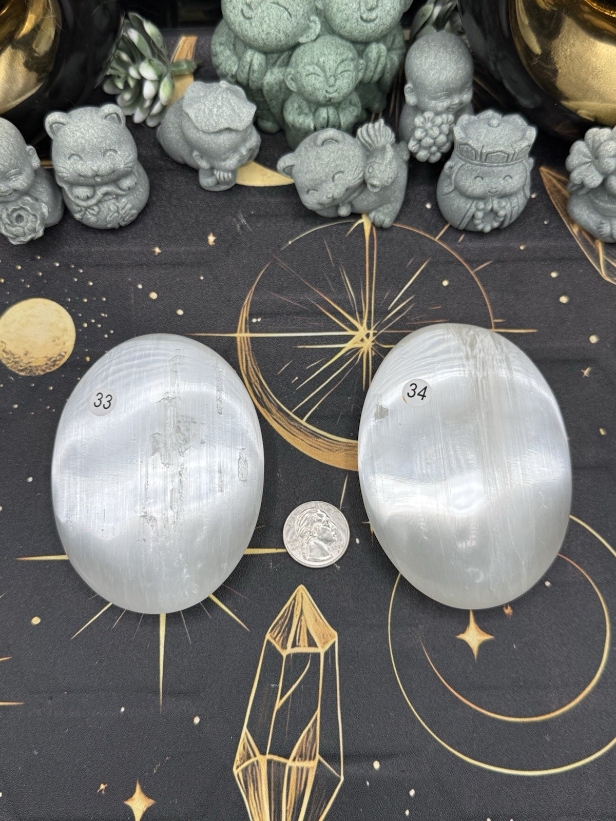 Natural Satin Spar (Selenite) Jumbo Palms Free shipping