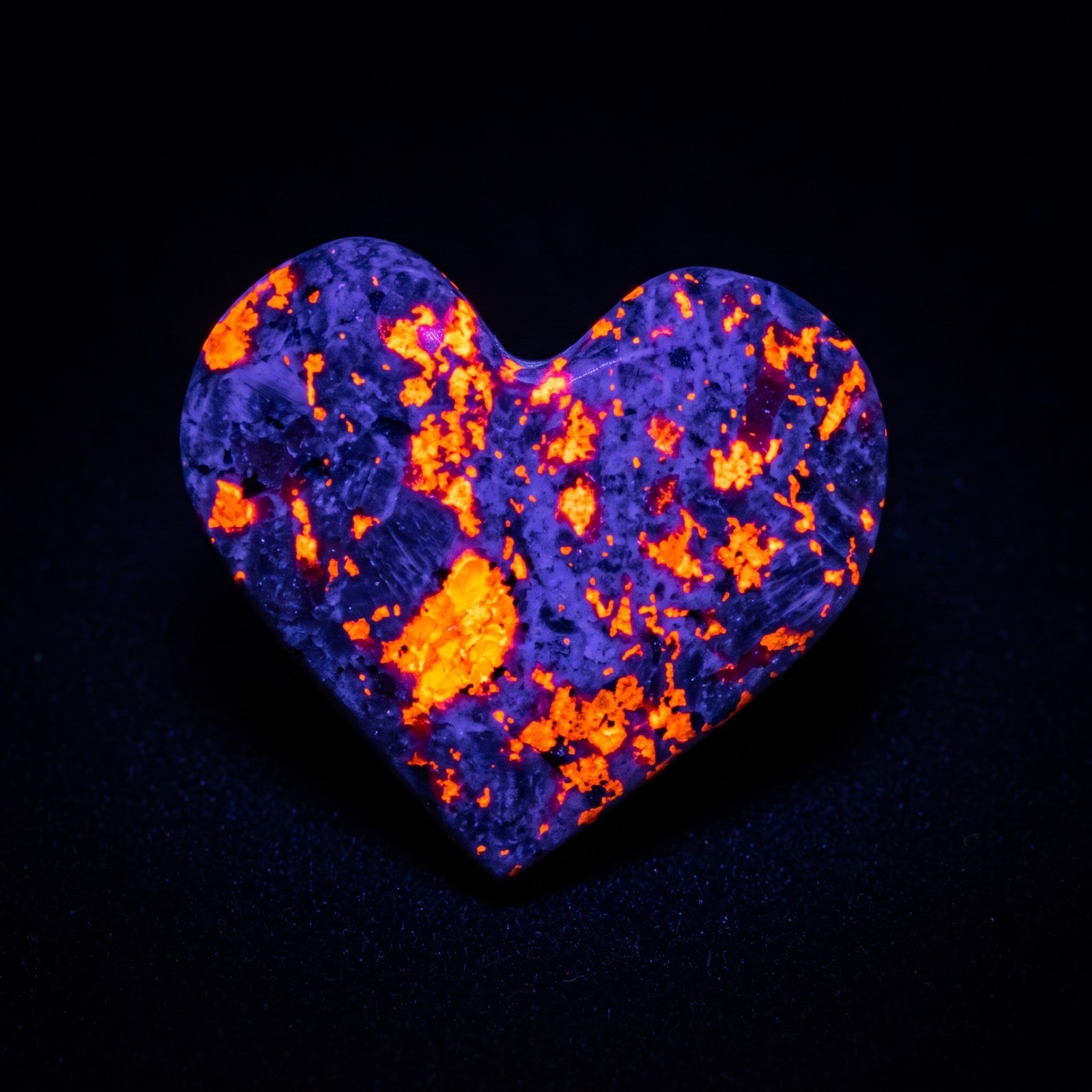 Yooperlite Heart Stone Natural Crystal Carved Cabochon UV Glowing 4.5-5cm
