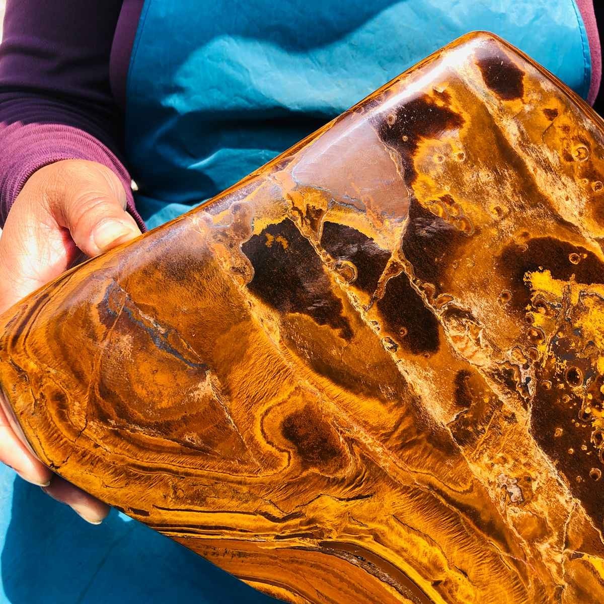 5480G Large Natural Tiger’s Eye Quartz Crystal Rough Mineral Specimen MH5324