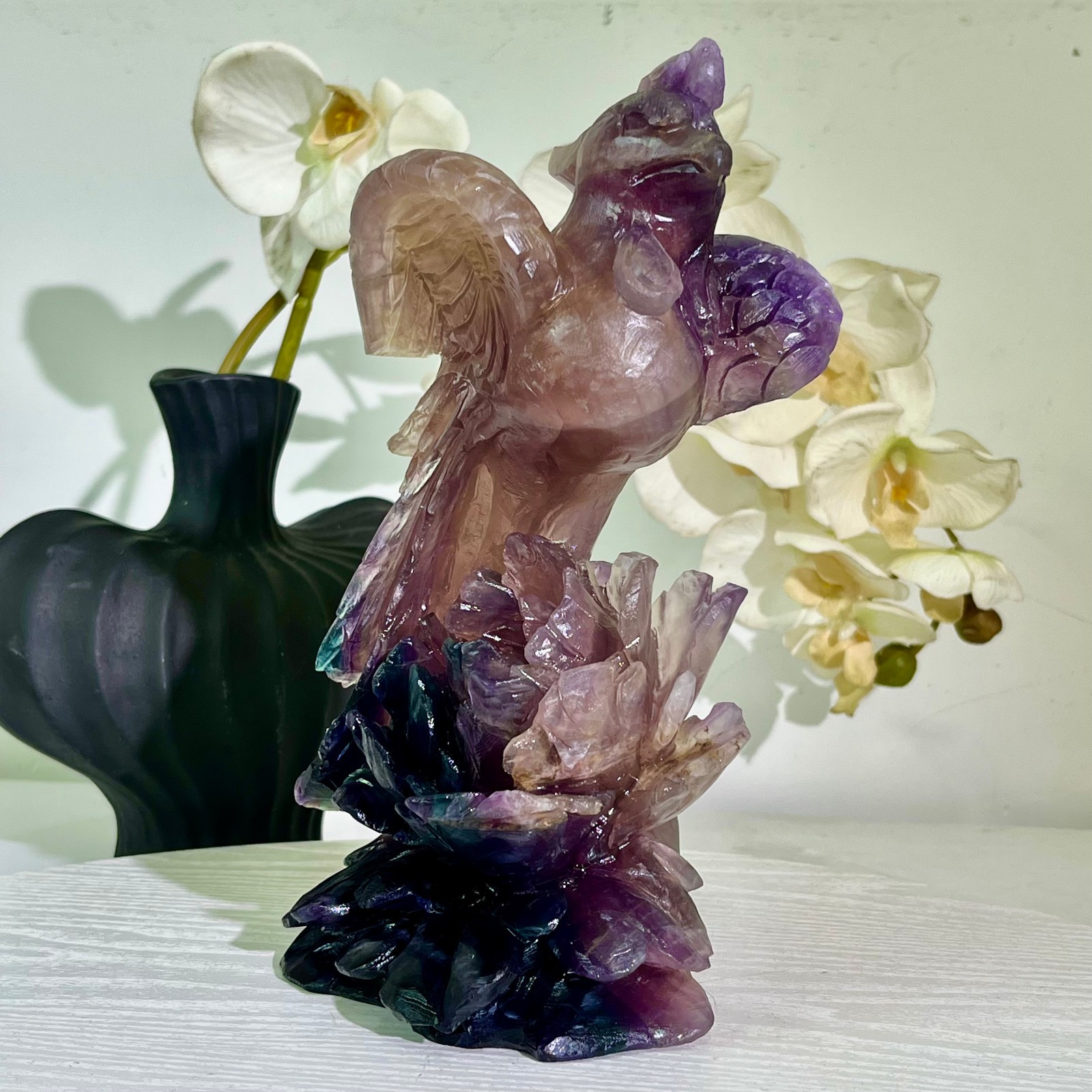 6.43LB Natural fluorite quartz products, hand carved and polished spiritual orn