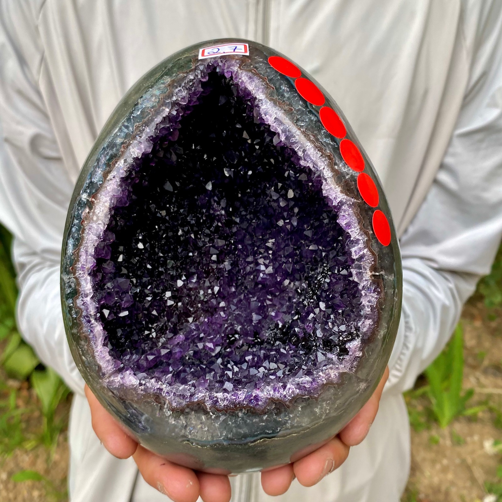 5.99LB High quality Natural Amethyst geode quartz crystal Dinosaur egg healing