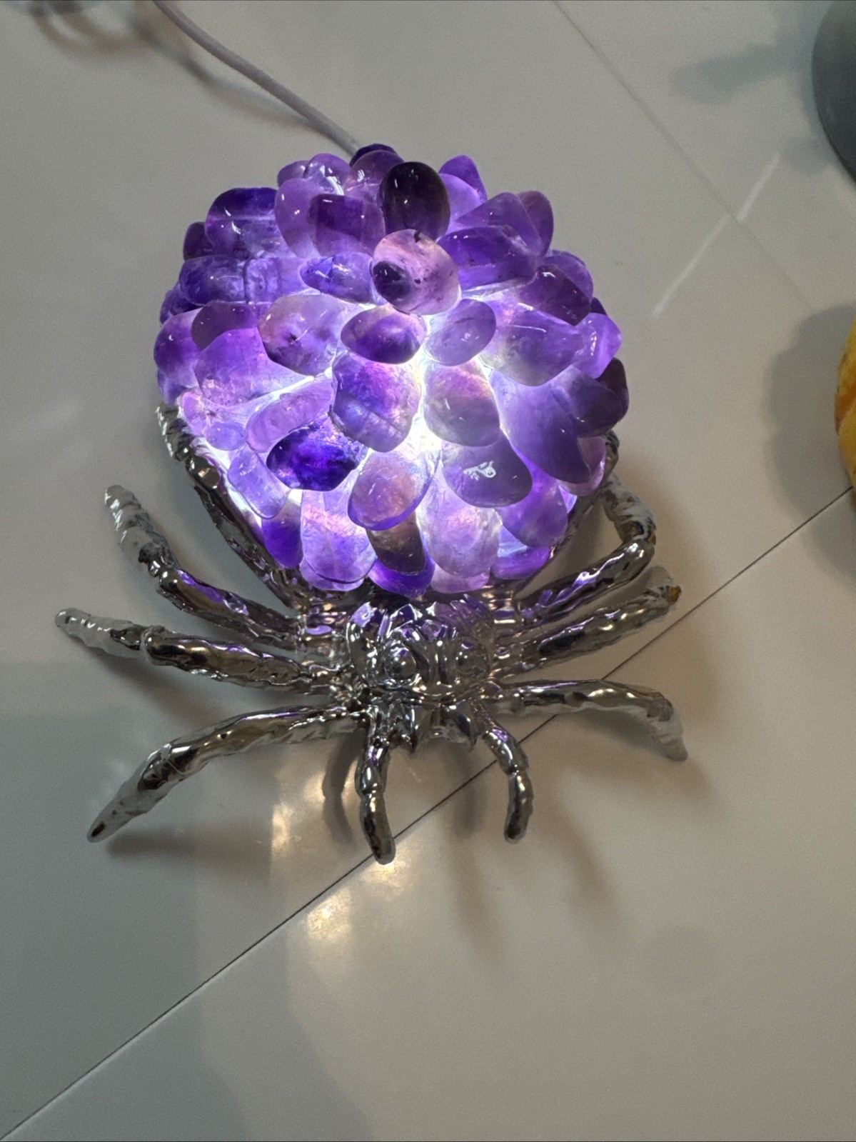 Amethyst Crystal LED Light Up Spider 5” USB Cord On/off Switch