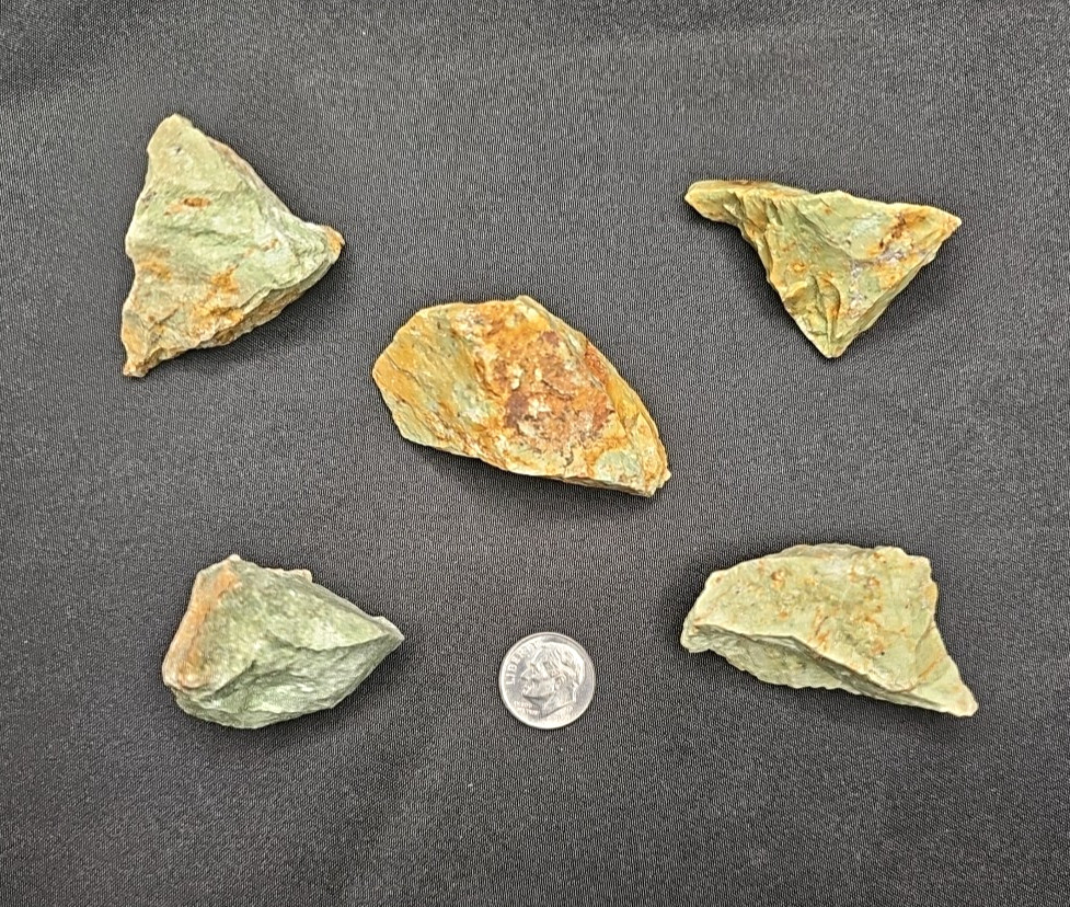 Green Chrysoprase Natural Raw Crystal Stones 5 Pieces Approx. 5oz.