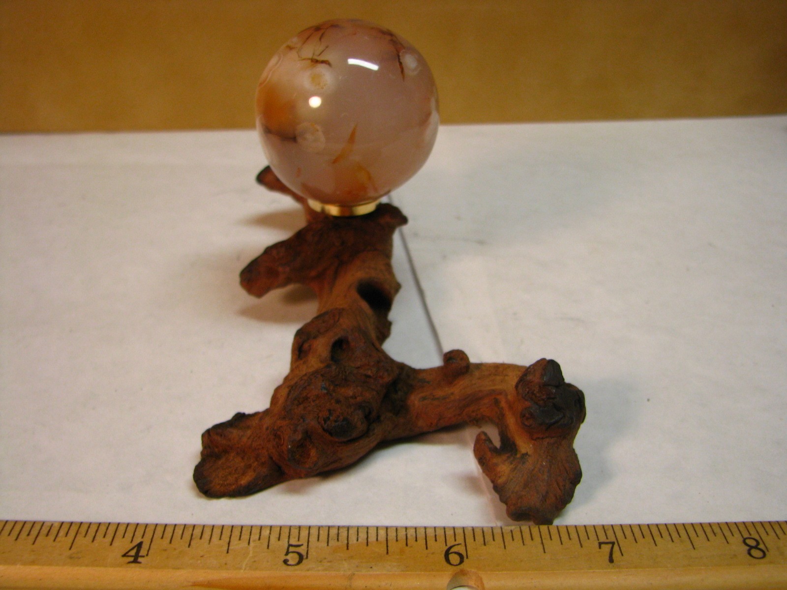 92g 1.5inch SAKURA AGATE WOOD STAND MADAGASCAR FLUORESCENT CHERRY BLOSSOM #016
