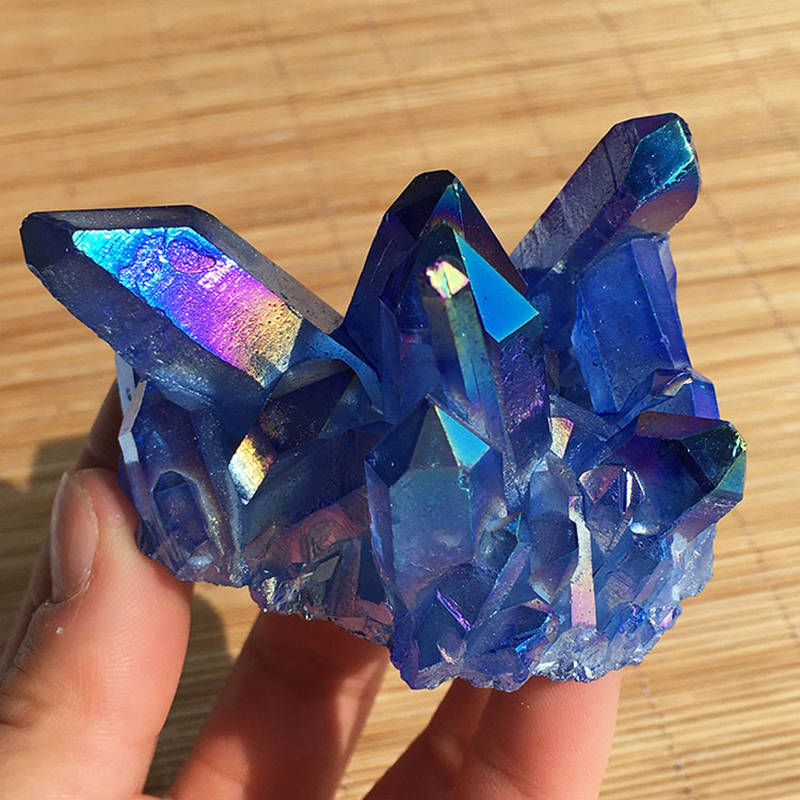 100g Natural Aura Blue Titanium Quartz Crystal Cluster Geode Ore Specimens Reiki