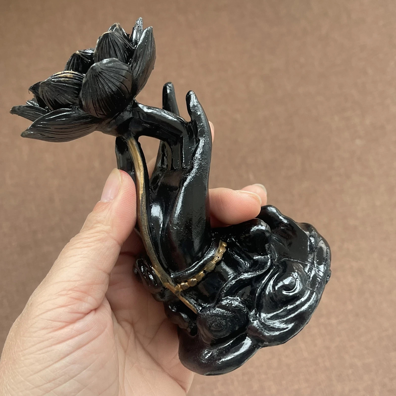 Lotus hand Holder Stand Base Crystal Ball Hand Made Display 1pcs