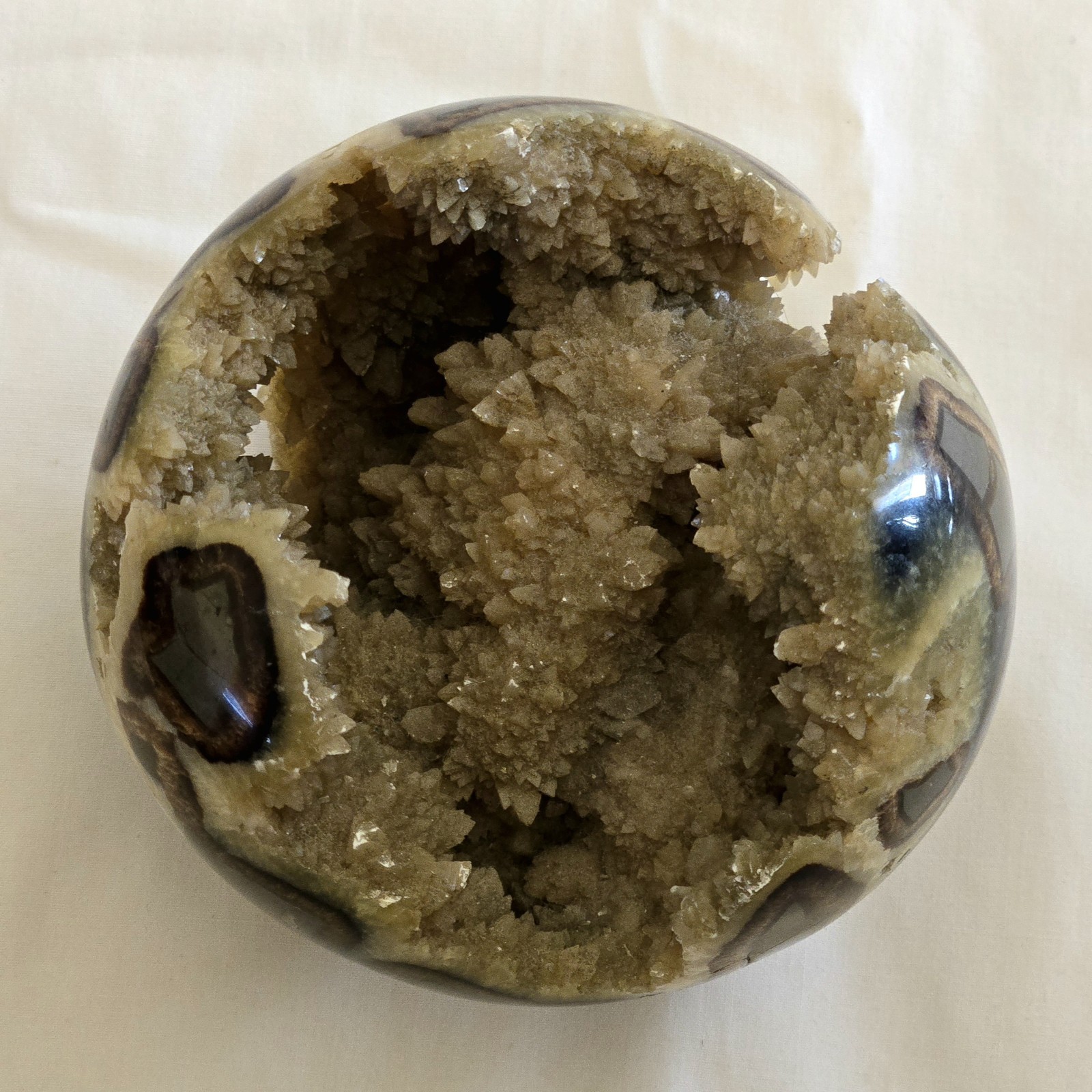 Geode Nodule Opened Polished 3 1/2″ Diameter Approximately Unbranded No Location