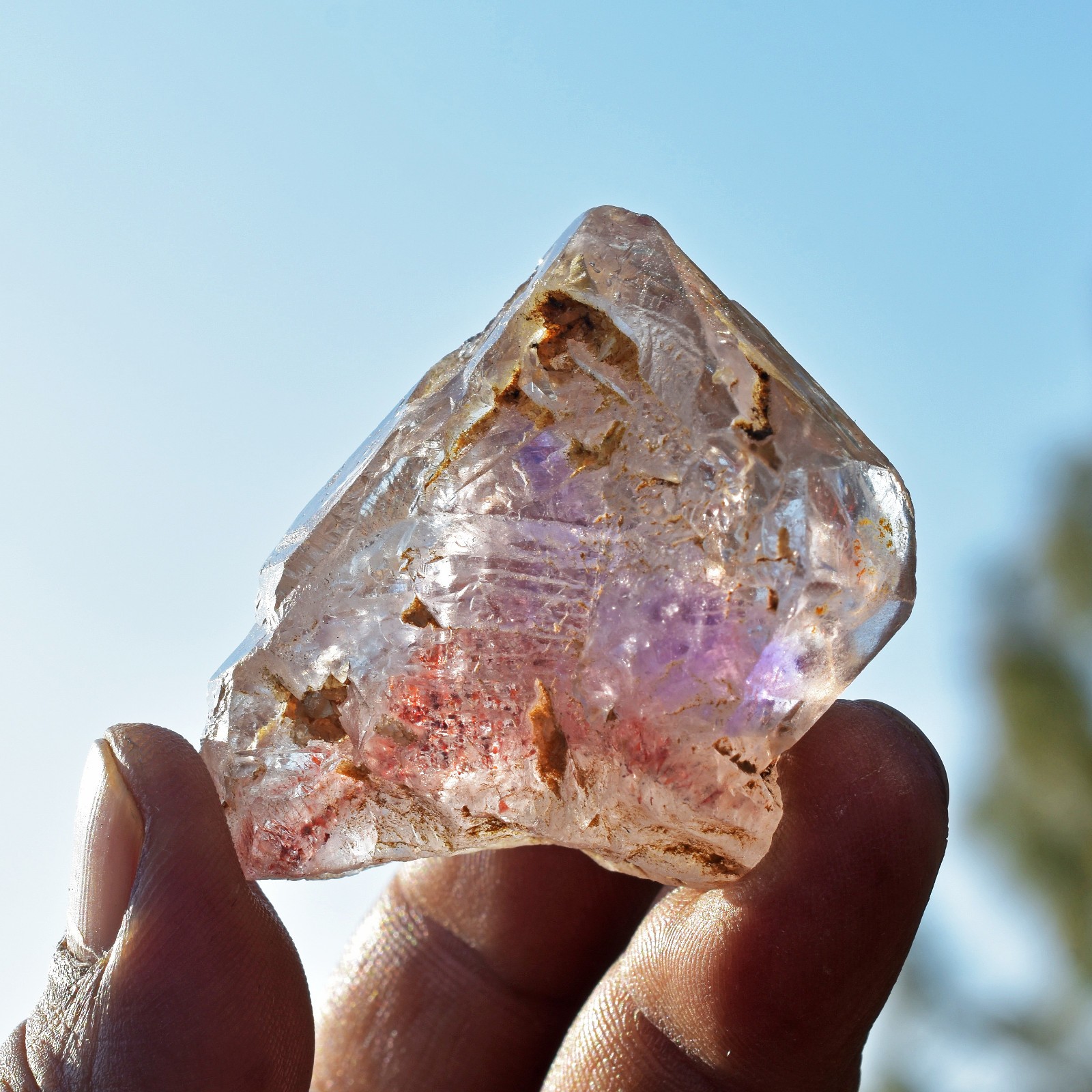 Rare Tibetan Super Seven Nirvana Ice Amethyst Smoky Quartz Fenster Crystal