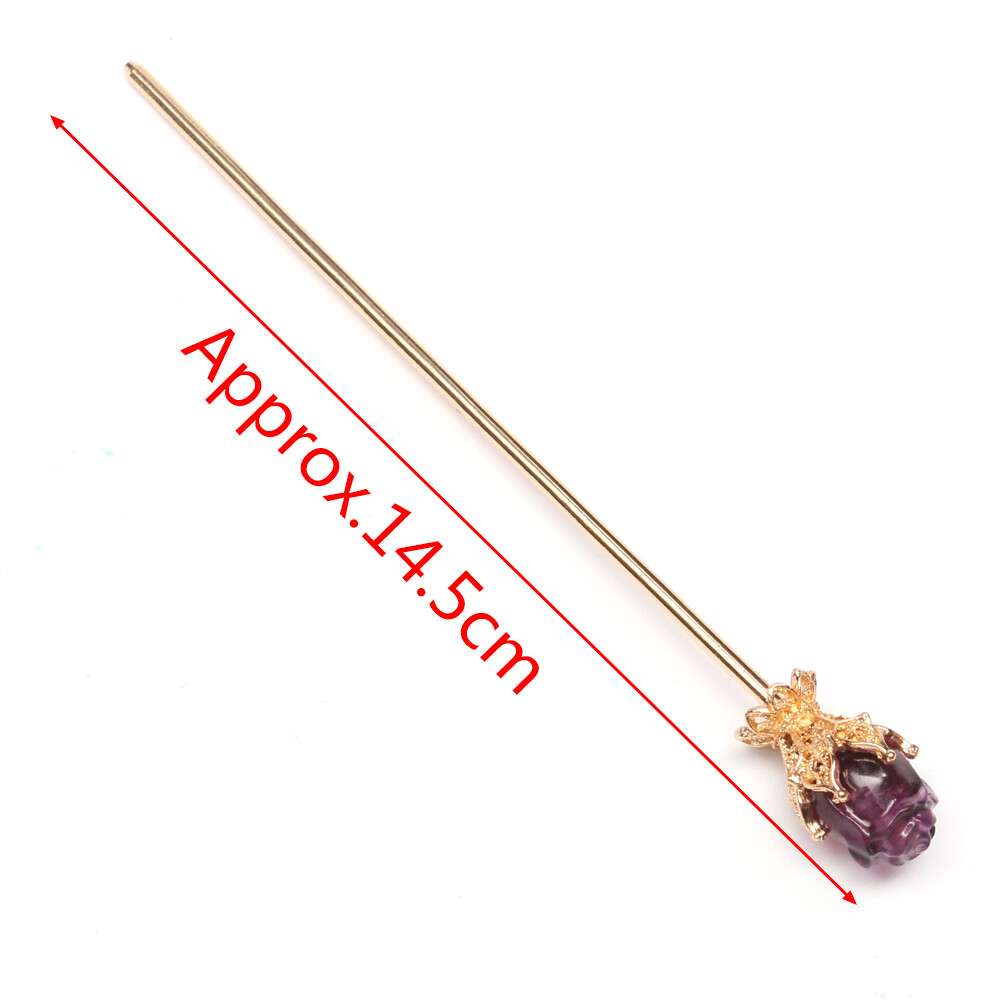 5pc Natural Fluorite Carved Rose Flower Hairpin Quartz Crystal Reiki Healing New