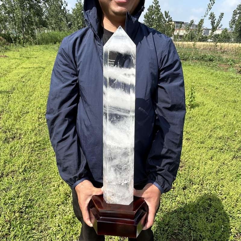 16.19LB Top Natural Clear Quartz Obelisk Crystal Tower Wand Point Reiki healing