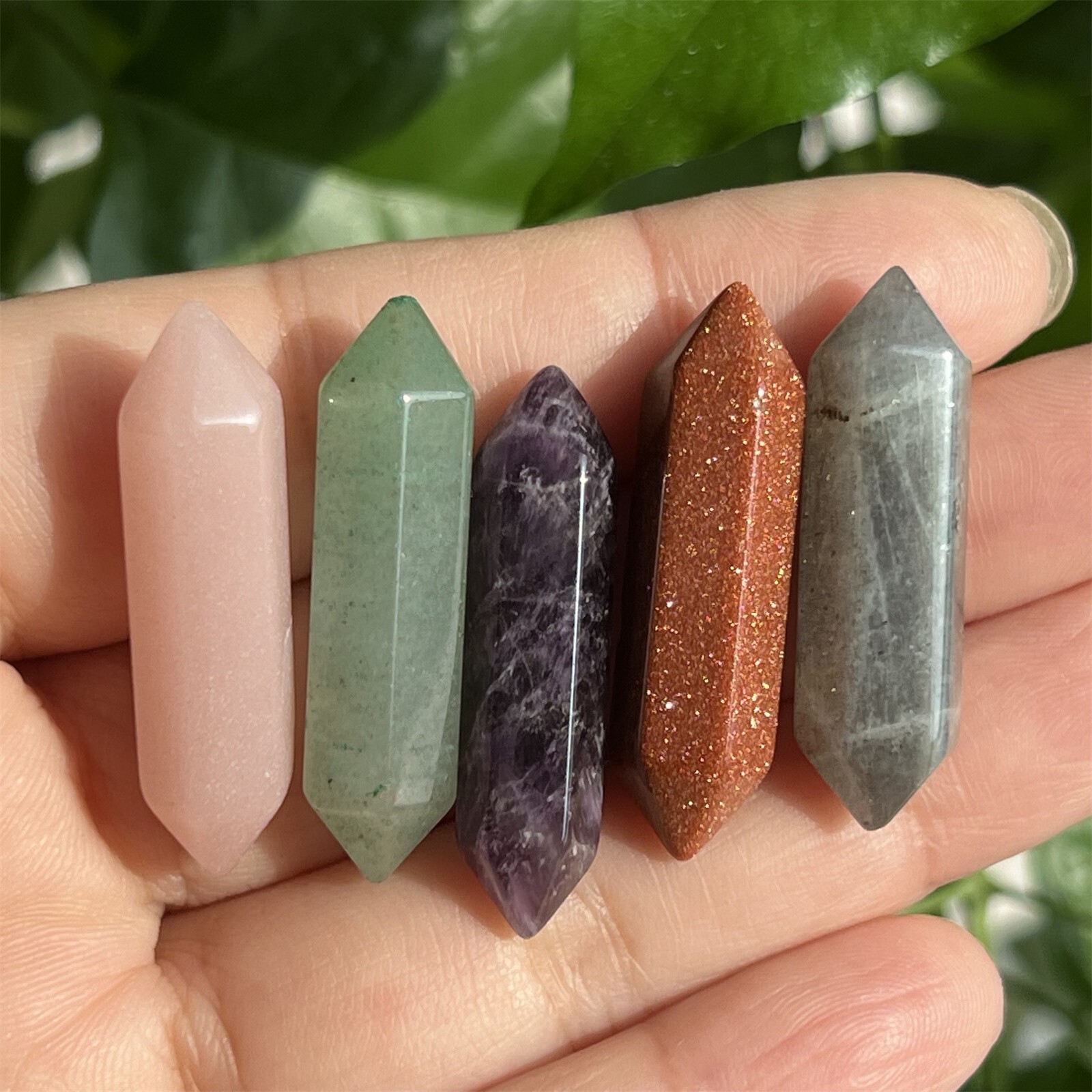 Top! Wholesale Natural Obelisk Mixed Quartz Crystal Wand Double Point gem 10pcs