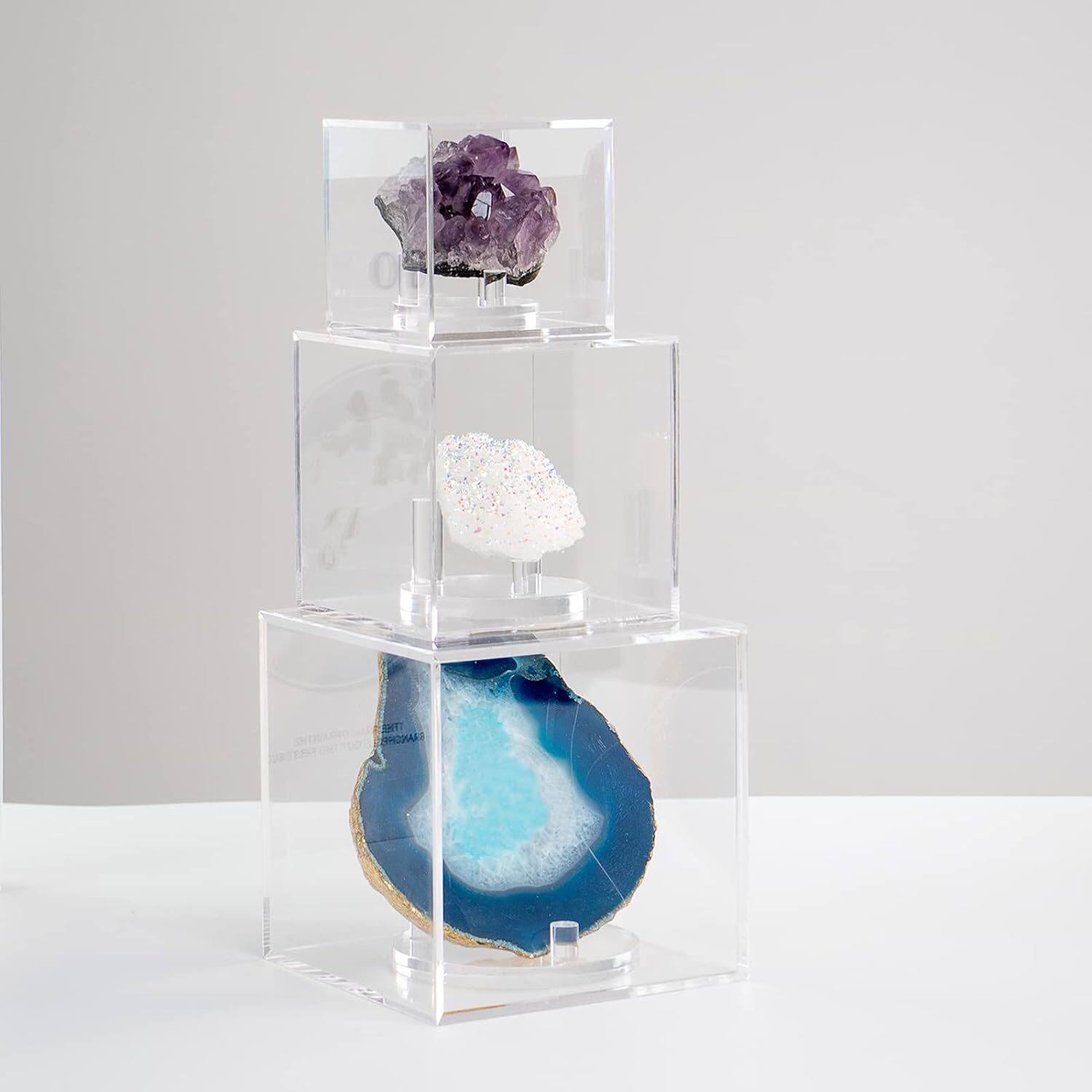 Kcgani Clear Acrylic Geodes Rocks 3 Pegs Display Easel Stands Support
