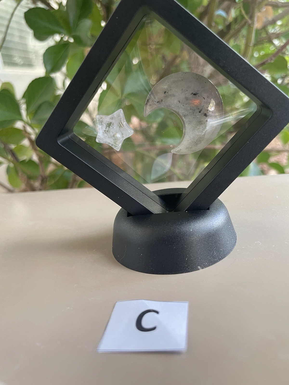 1″ x 1 1/4″ Labradorite Moon & 1/4″ Clear Quartz Star W/Display (QTY: 1)