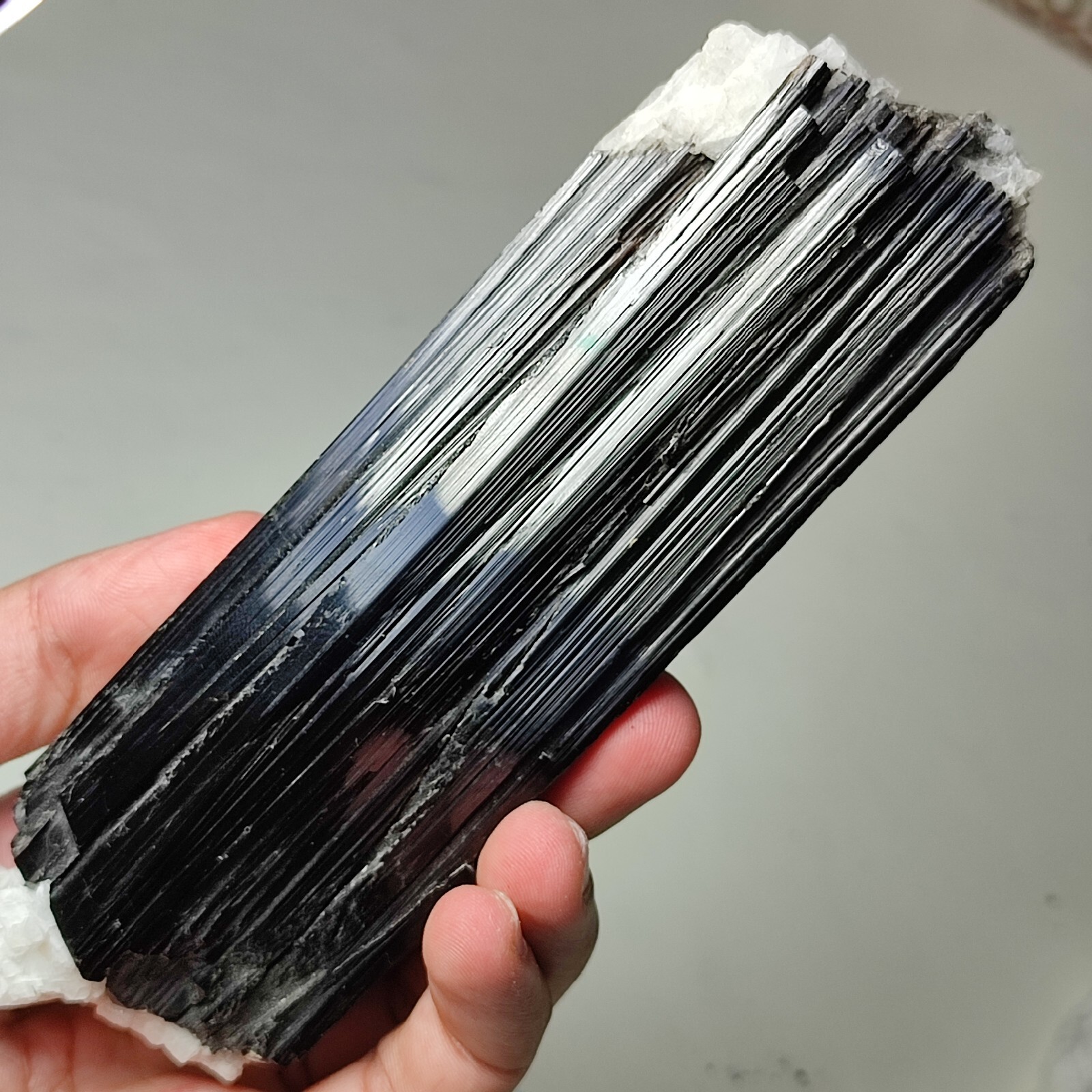 17cm Huge Black Tourmaline(Schorl) Specimen Combined With Albite-Shigar ,Pak.