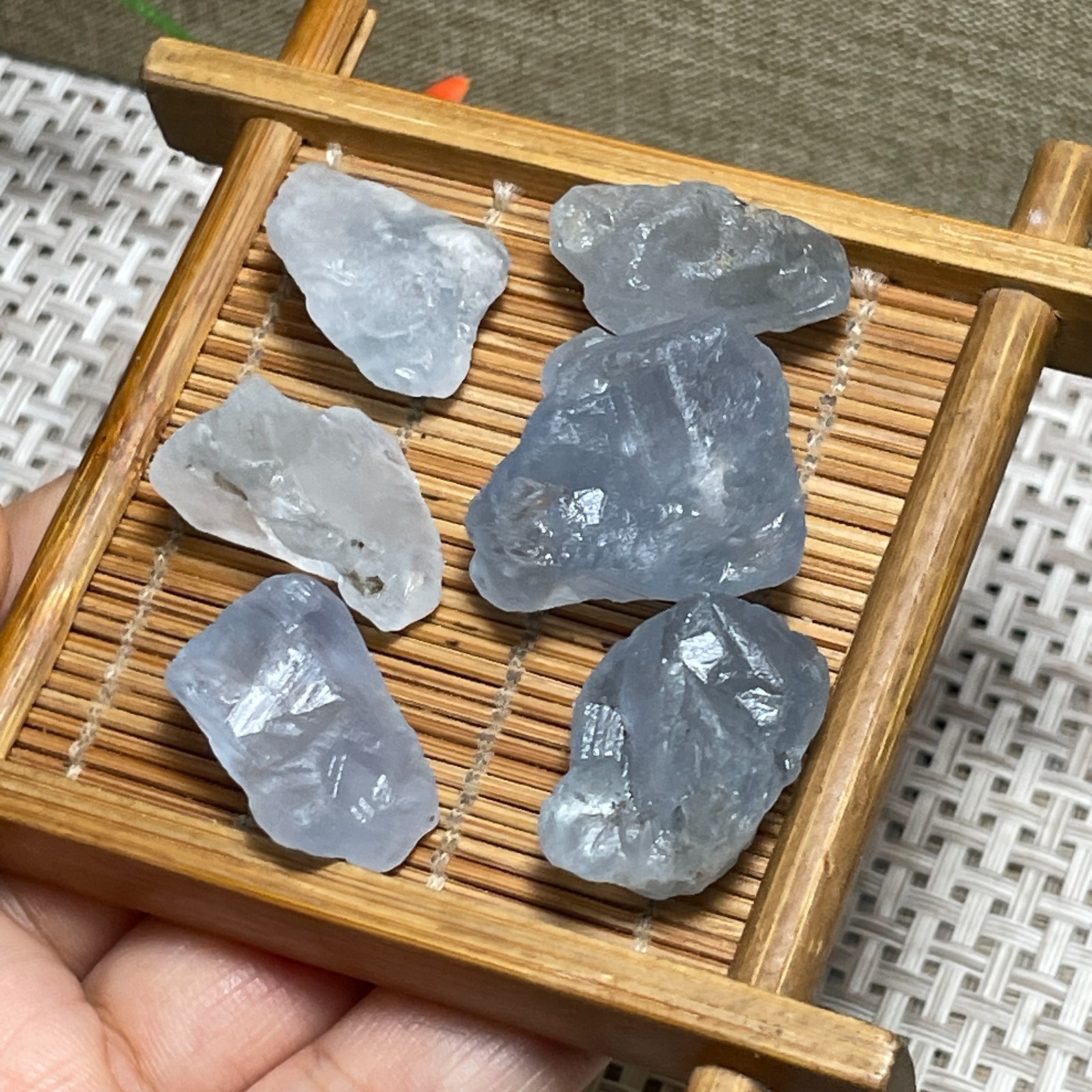6pcs Celestite Sky Blue Crystals Natural Gemstones Mineral Specimens 56g c180