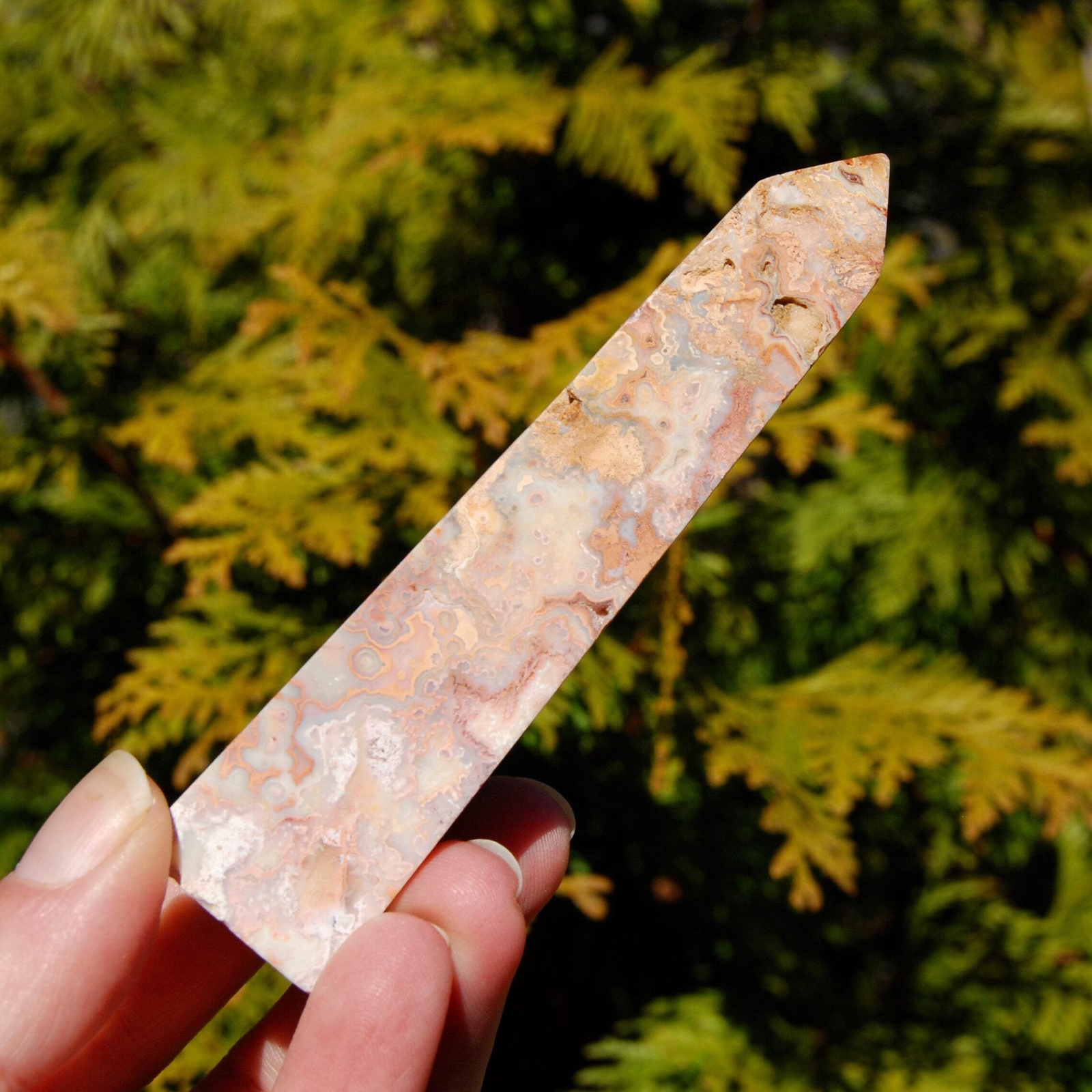 4.25in 117g PINK Crazy Lace Agate Druzy Crystal Tower, Indonesia