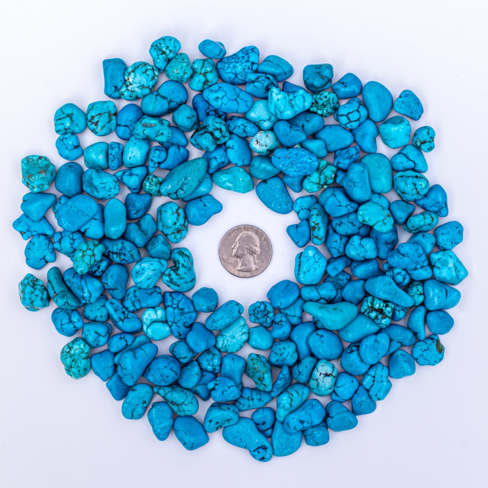 1 lb Tumbled Blue Turquenite Gemstone Crystal 175-195 Stones Bulk Rock Wholesale