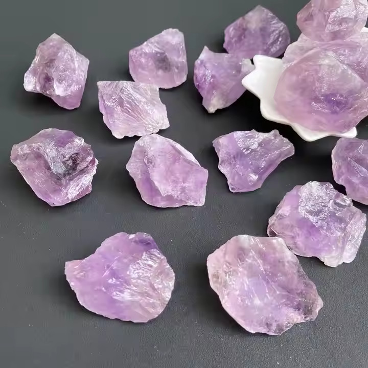 100%Natural Kunzite Rough Purple Crystal Raw Gemstones Healing Crystal 3pcs
