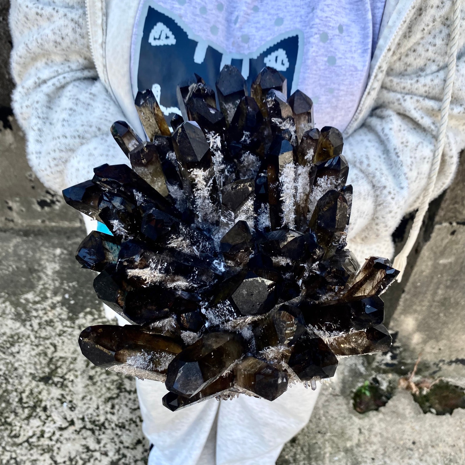 15.43LB New Find black Phantom Quartz Crystal Cluster Mineral Specimen Healing