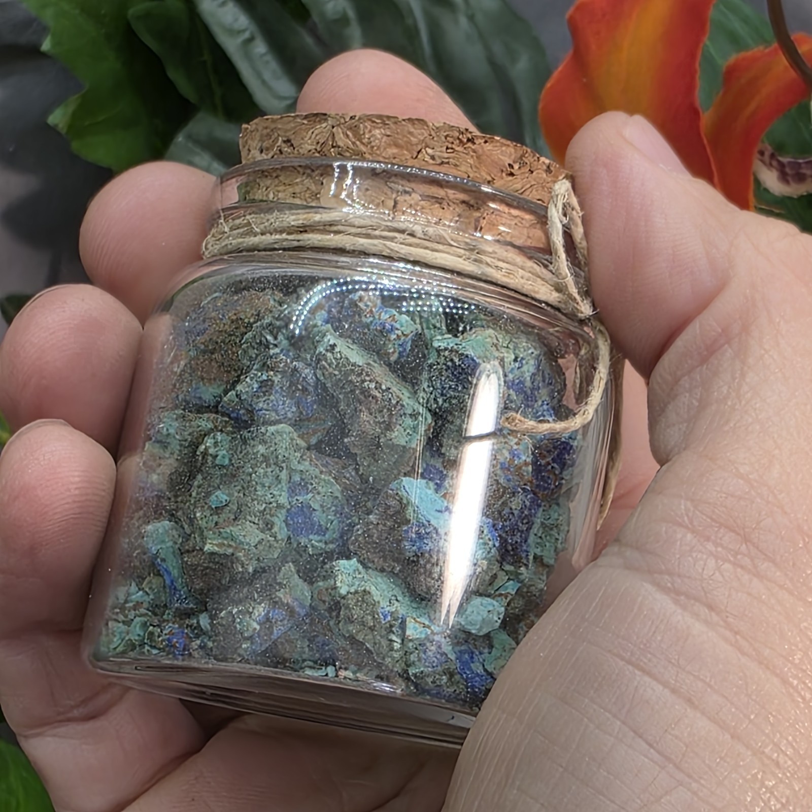 Arizona Copper Ore Specimen Jar | Azurite, Chrysocolla, Malachite