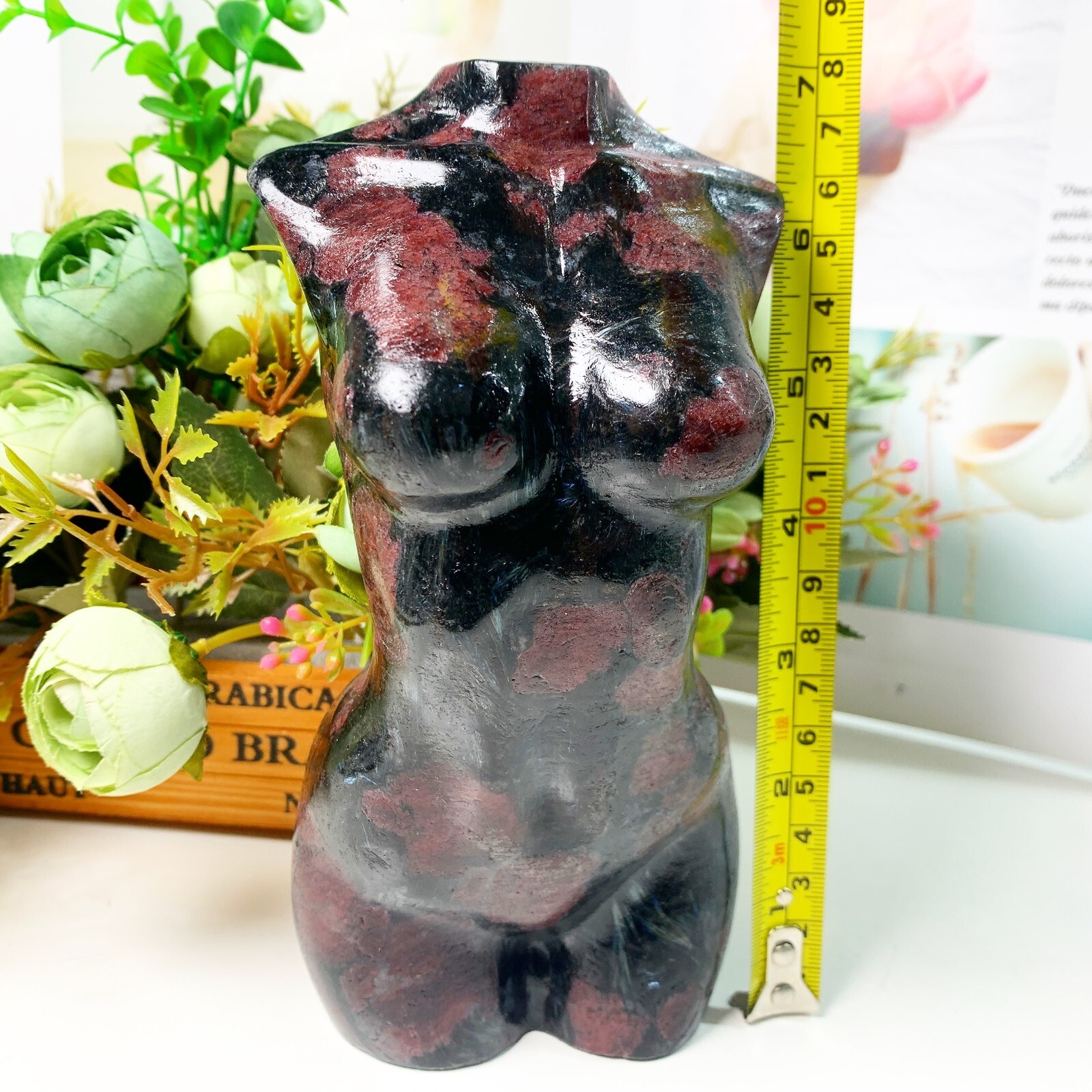 1pc 7″ Natural garnet goddess Crystal woman body carving Home decoration
