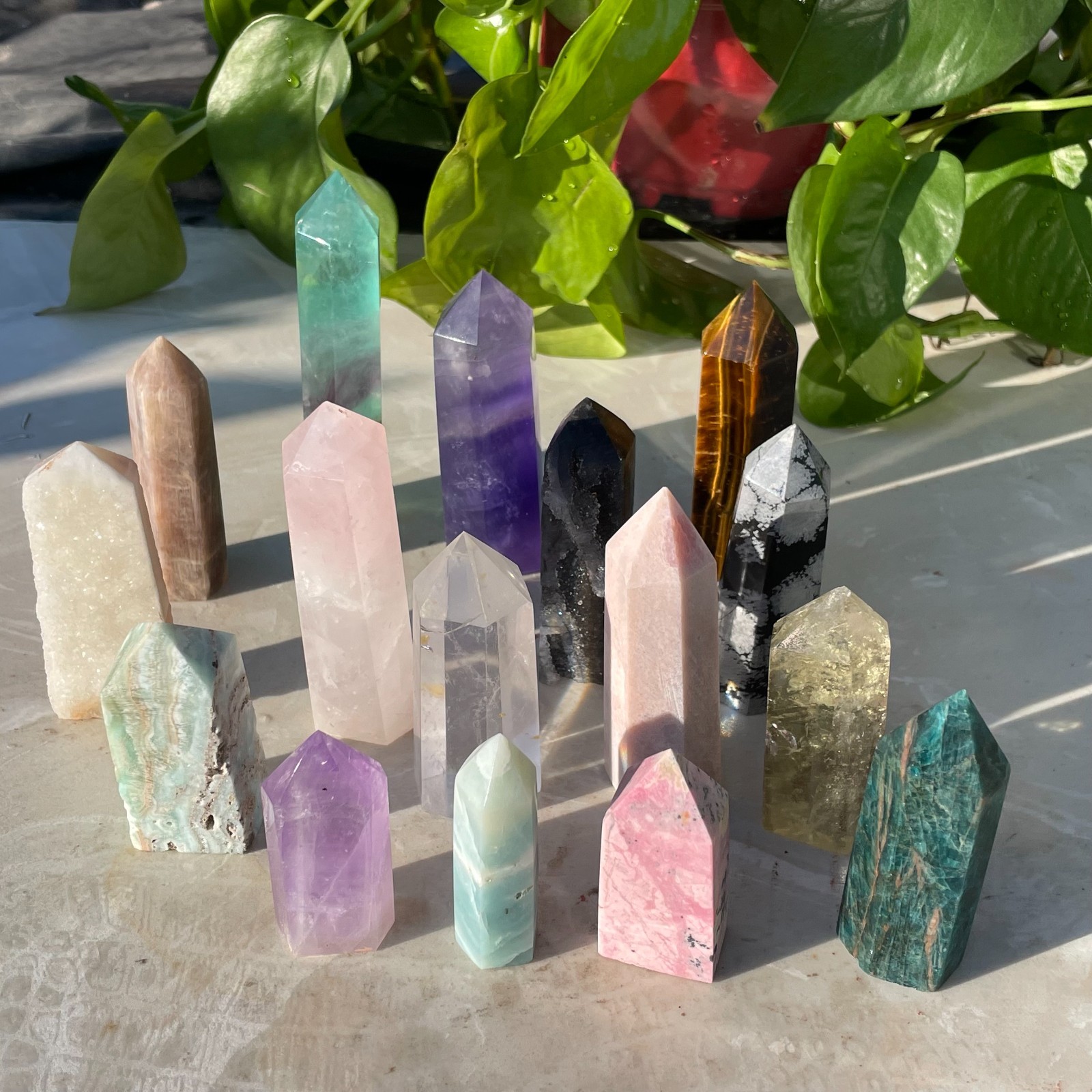 16pcs A LOT Natural quartz obelisk crystal WAND point healing random