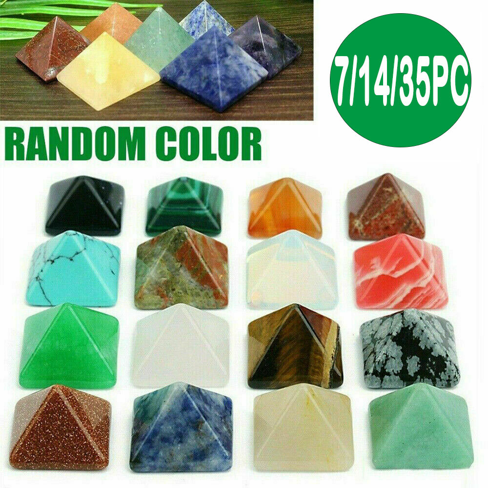 Set of 7/14/35Pcs Chakra Pyramid Natural Stone Crystal Healing Spirituality #SH