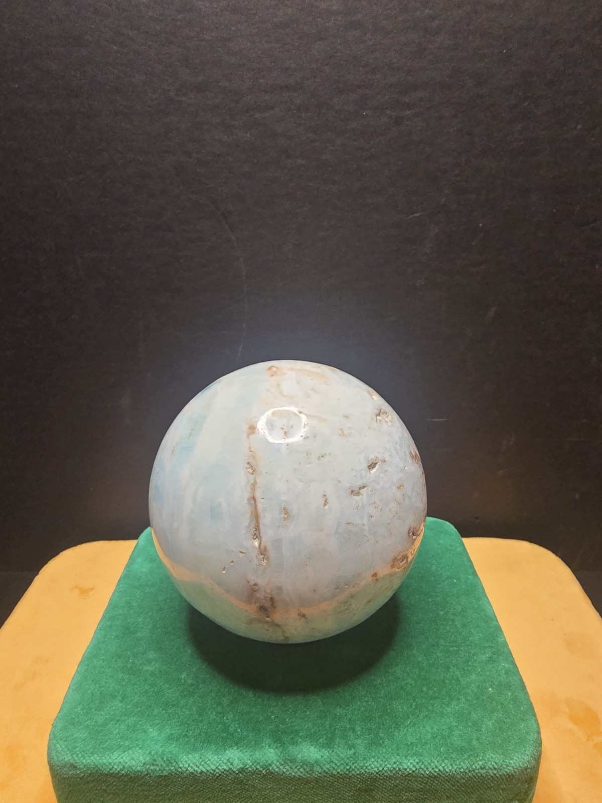 Massive 994g Caribbean Calcite & Blue Aragonite Polished Crystal Sphere Specimen