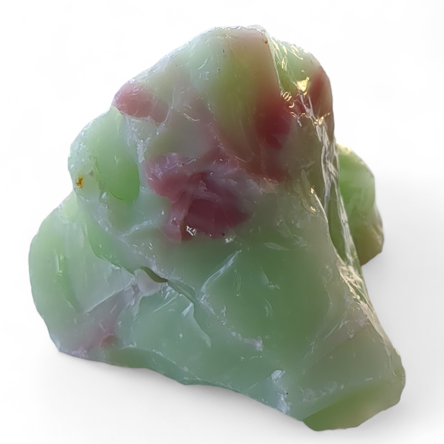 Jadeite Lime Pink Infused Art Glass Cullet Glowing Opaque Uranium Slag #4GX95