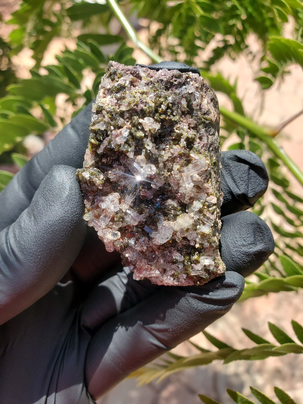 46g Natural Epidote, Super Sparkly Green Epidote with Quartz Specimen B88