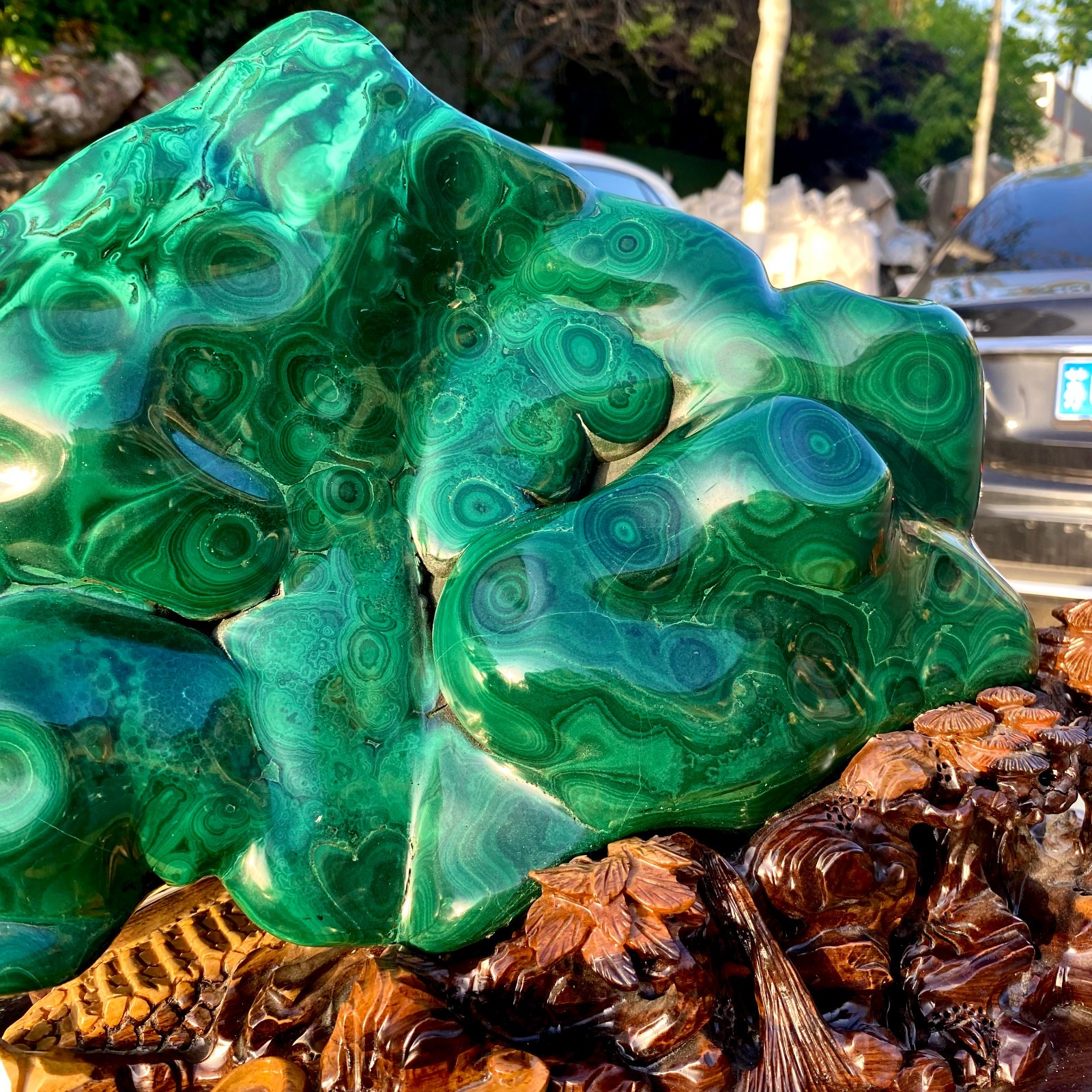 55.11LB Natural glossy Malachite transparent cluster rough mineral sample