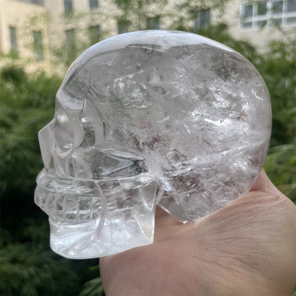 2.5LB 4.5″ A++ Natural Clear Quartz Skull Carving Crystal Healing Carved Decor