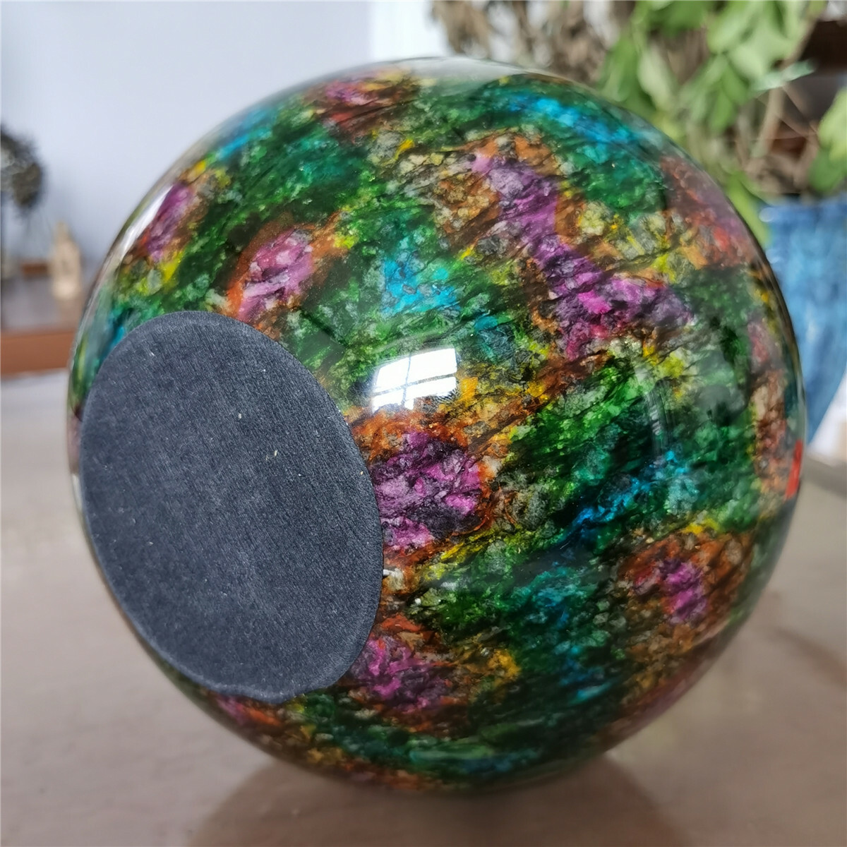 12.4kg Natural “Seven Colors Jade” sphere specimen -Taiwan China +stand 11