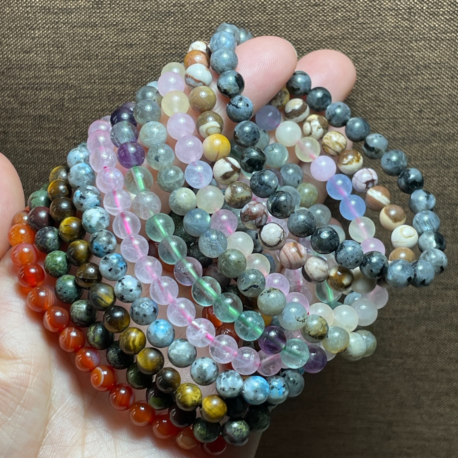 50Pcs Wholesale Beautiful Stone 6mm ball Beads Healing crystal Stretch Bracelet