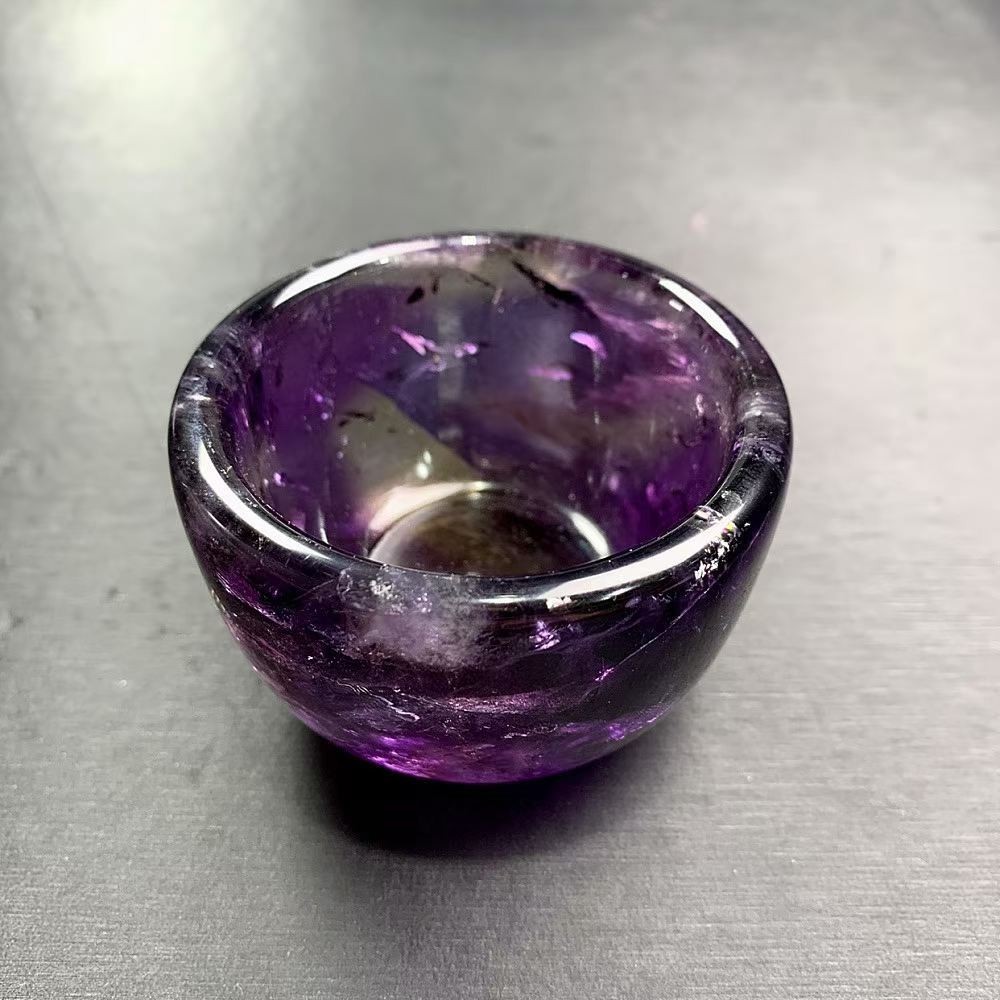 160g Natural Amethyst Quartz Carved Bowl Crystal Mineral reiki Decor