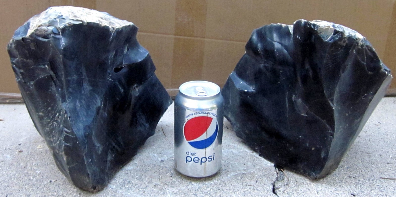 BLACK GLASS OBSIDIAN 42 LBS TOTAL 1 LG ROCK THAT SPLIT IN 2 PC NATURAL RAW ROUGH