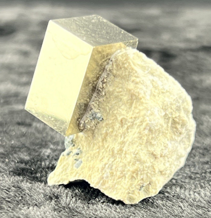 Pyrite Cube on Limestone Matrix from Mina Ampliación A Victoria, Navajún, Spain.