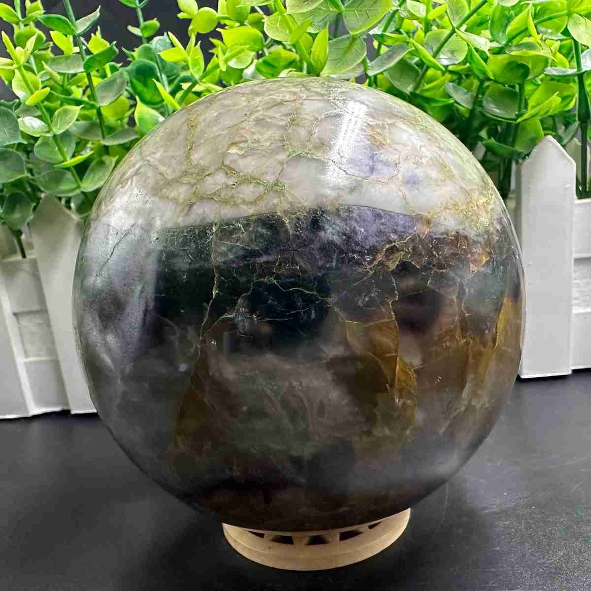 1835g Natural Fluorite Quartz Sphere Crystal Energy Ball Reiki Healing Gem