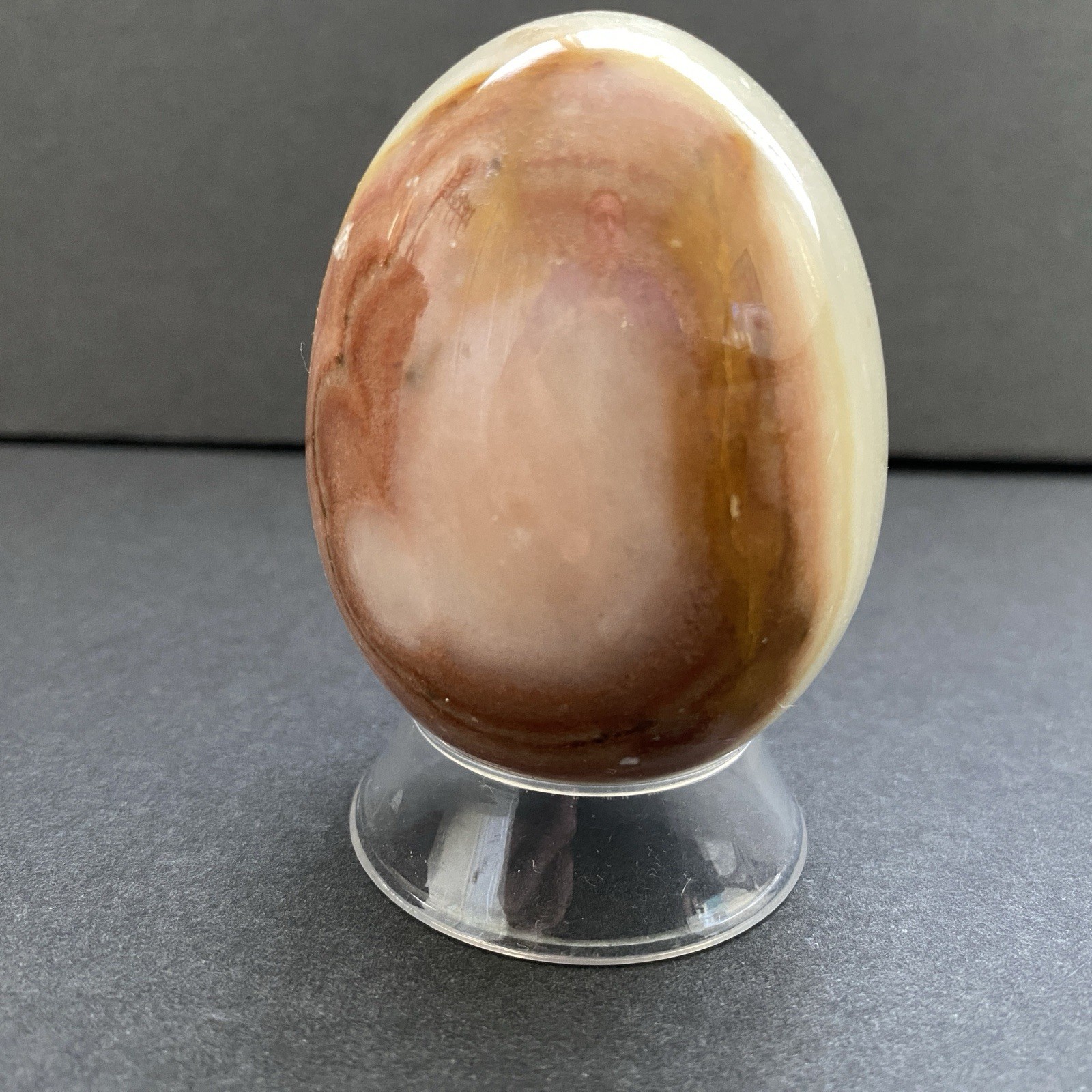 Natural Onyx Stone Egg With Stand Hand Polished Banded Agate Calcite Crystal