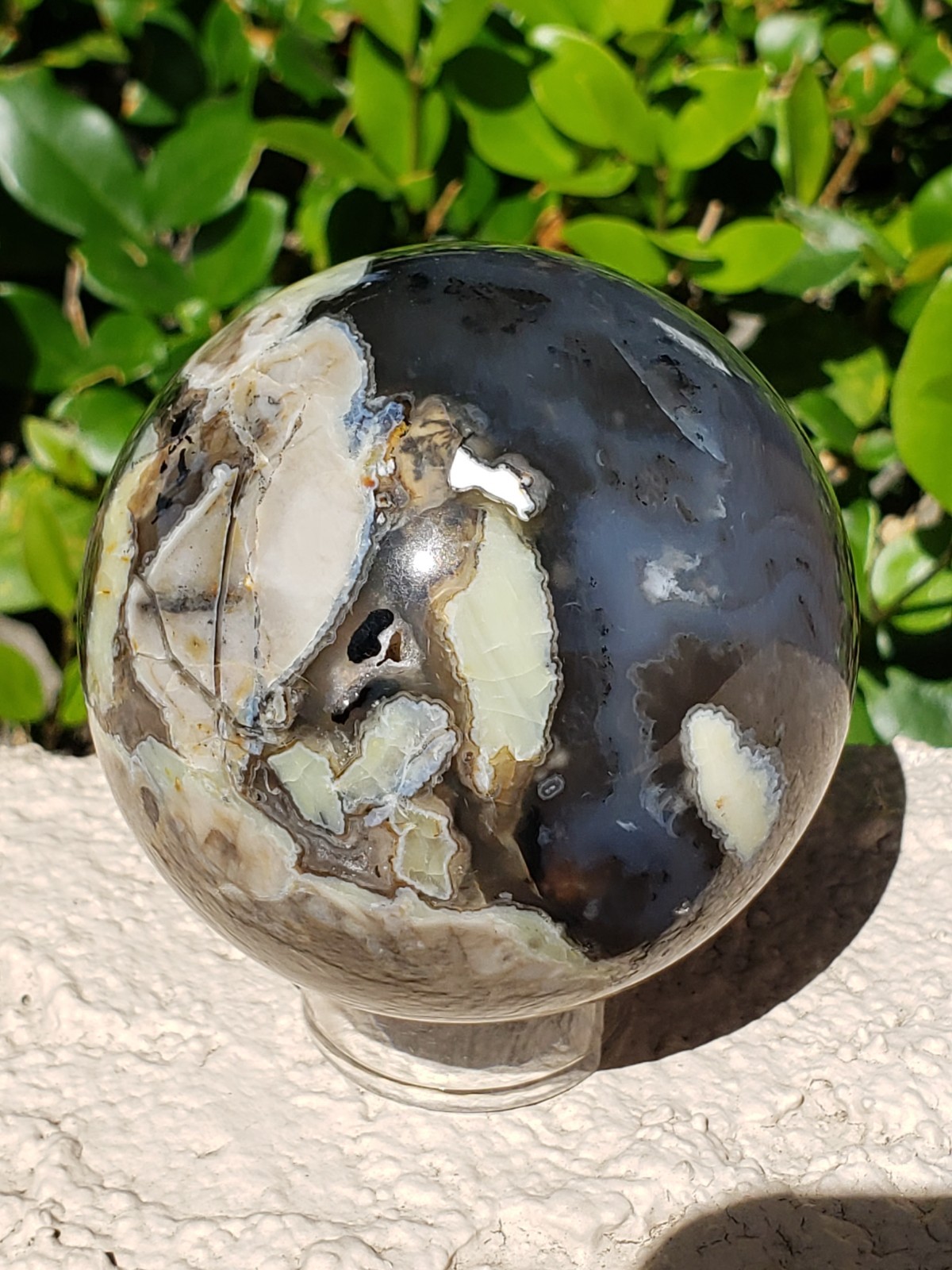 2.6″ Volcano Agate Sphere Ball Orb Stunning Green UV, 373g or 13.2 oz