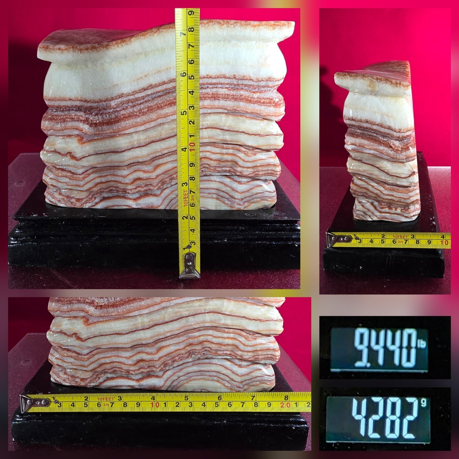 9.44 Lb Pork Stone Meat Specimen Crystal Rough w/Holder Display Reiki Healing