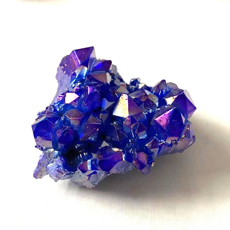100g Natural Aura Blue Titanium Quartz Crystal Cluster Geode Ore Specimens Reiki