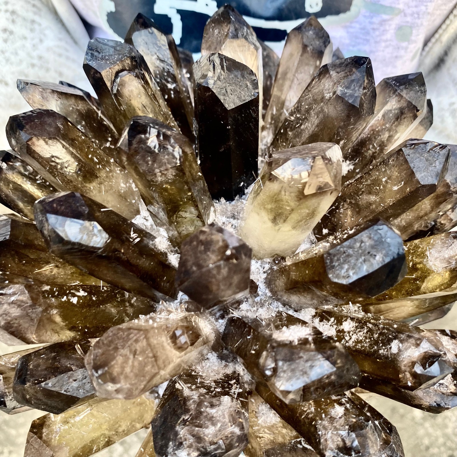 13.27LB New Find black Phantom Quartz Crystal Cluster Mineral Specimen Healing